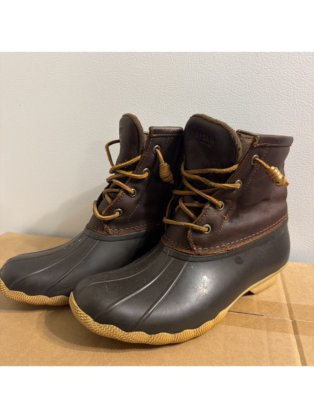 Sperry Top-Sider Women's Saltwater Tan/Brown Rain Duck Boots - Size 8